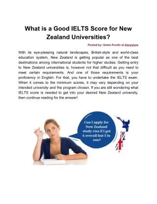 What is a good ielts score for new zealand universities