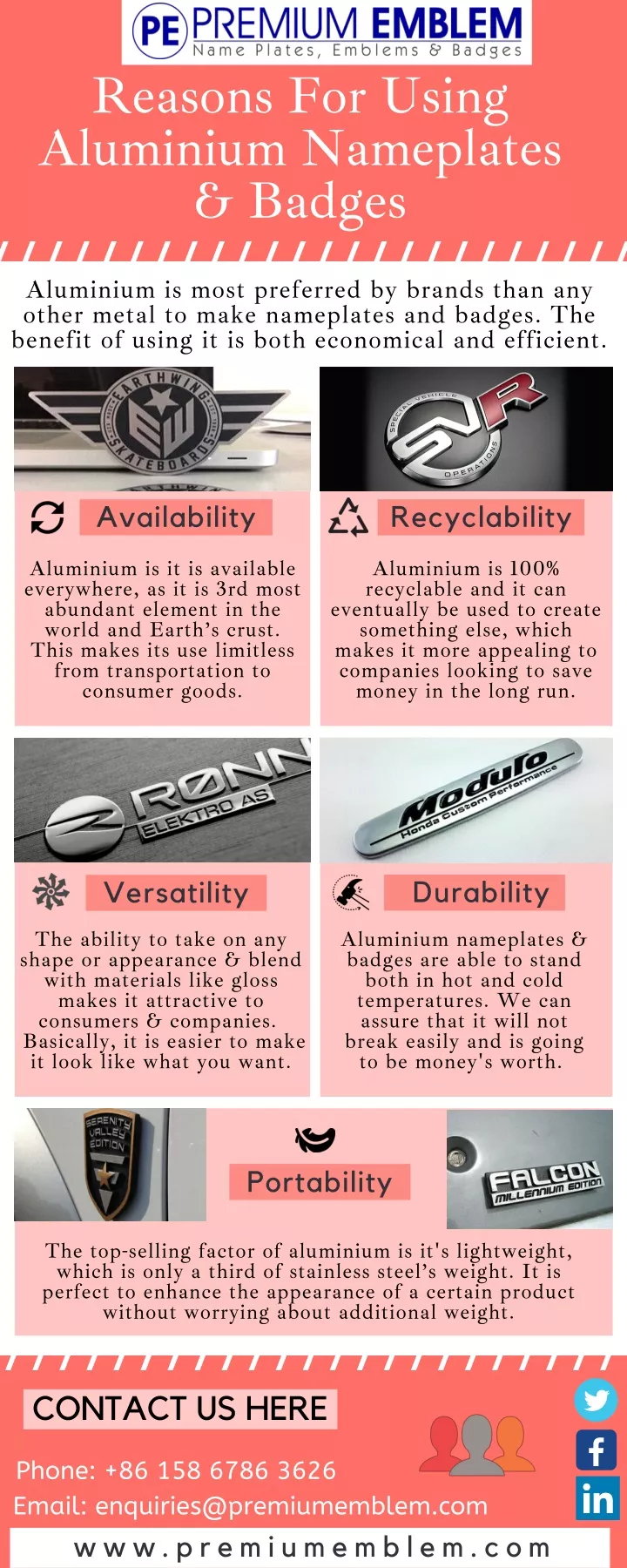 reasons for using aluminium nameplates badges