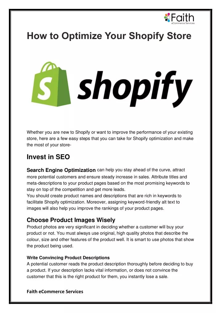 how to optimize your shopify store
