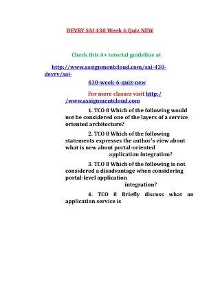 devry sai 430 week 6 quiz new