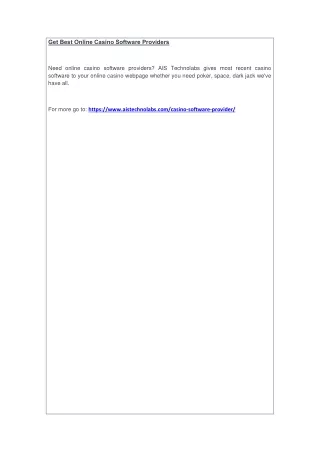 get best online casino software providers