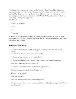 marketing mix pdf