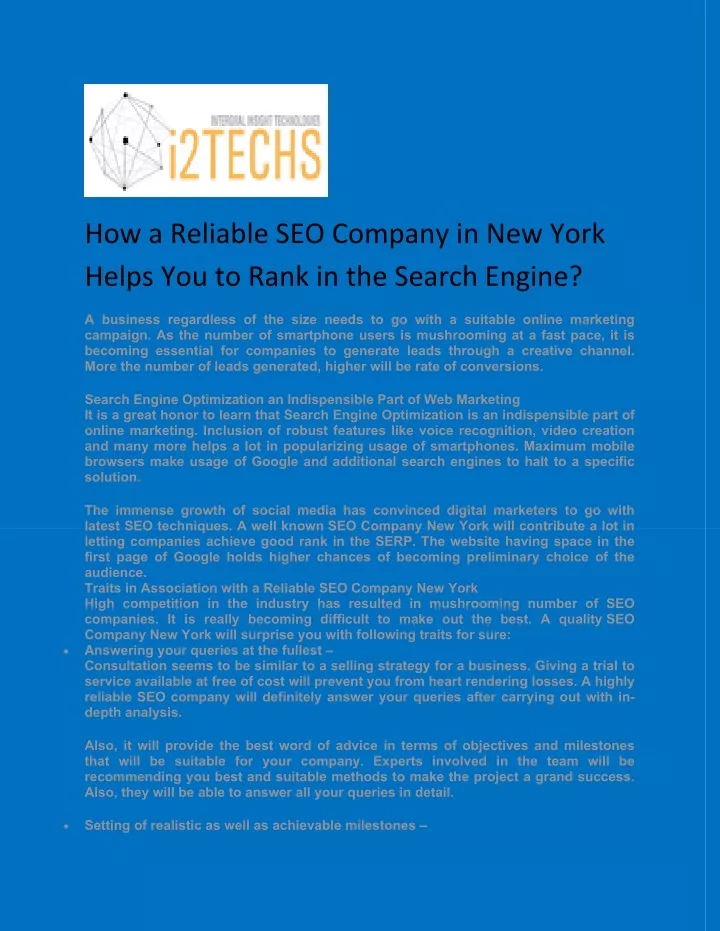 how a reliable seo company in new york helps