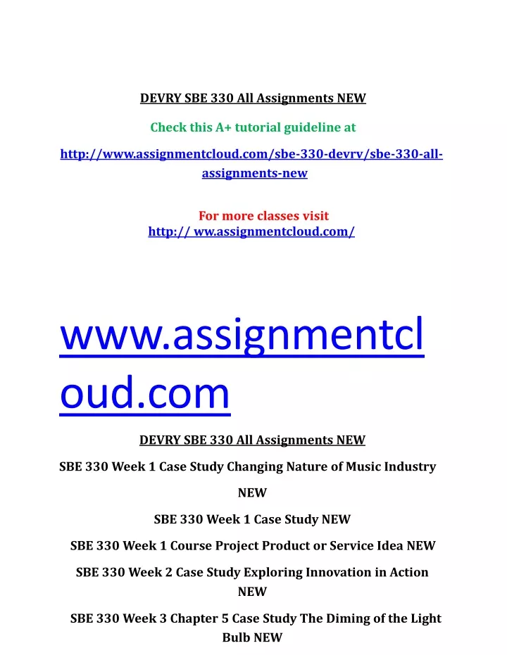 devry sbe 330 all assignments new