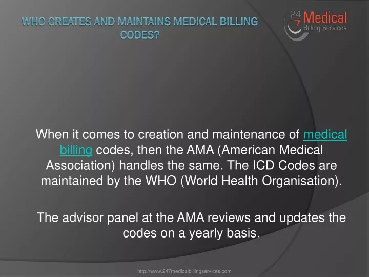 who creates and maintains medical billing codes