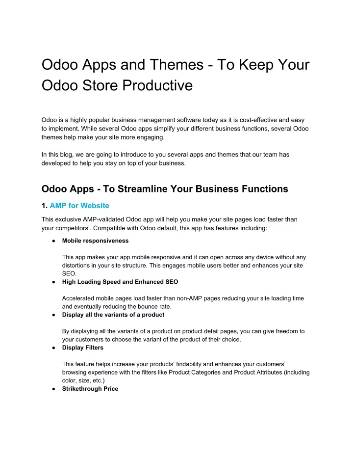 odoo apps and themes to keep your odoo store