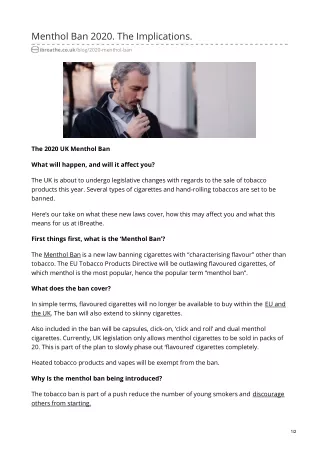 menthol ban 2020 the implications