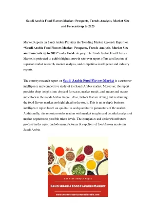 saudi arabia food flavors market prospects trends