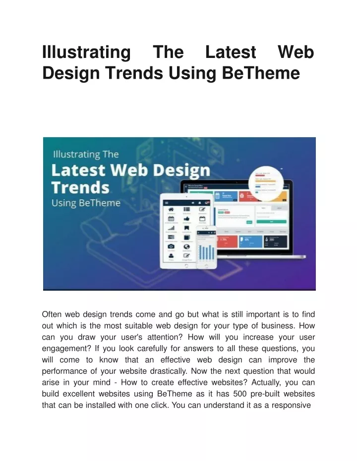 illustrating the latest web design trends using betheme