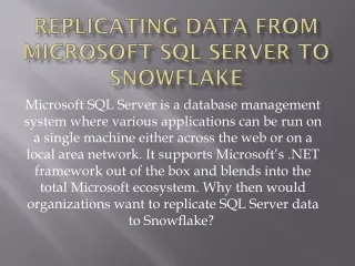 Replicate data SQL Server to Snowflake