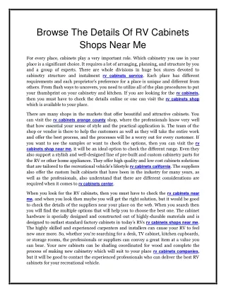 browse the details of rv cabinets shops near me