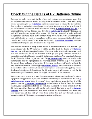check out the details of rv batteries online