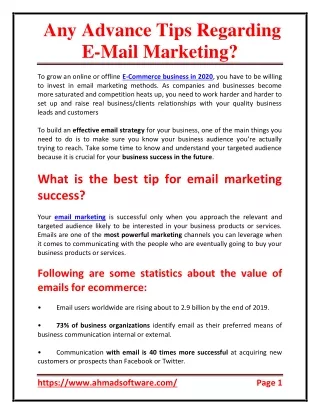 any advance tips regarding e mail marketing