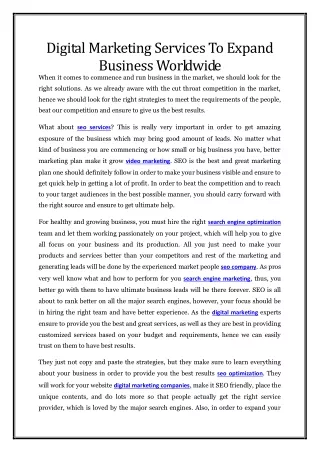 digital marketing services to expand business