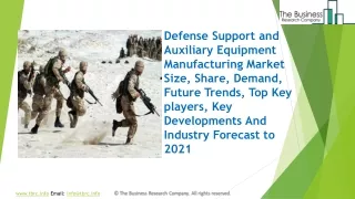 Global Defense Support and Auxiliary Equipment Manufacturing Market Report 2020