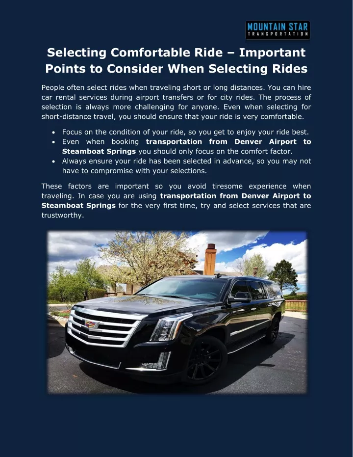selecting comfortable ride important points