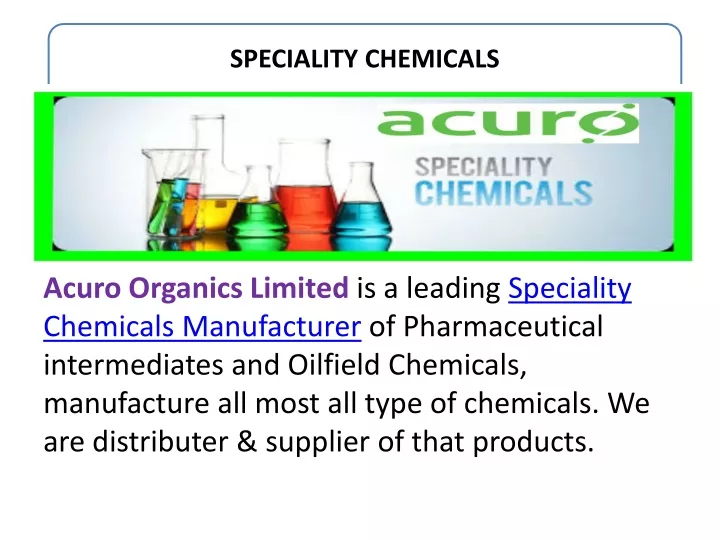 speciality chemicals