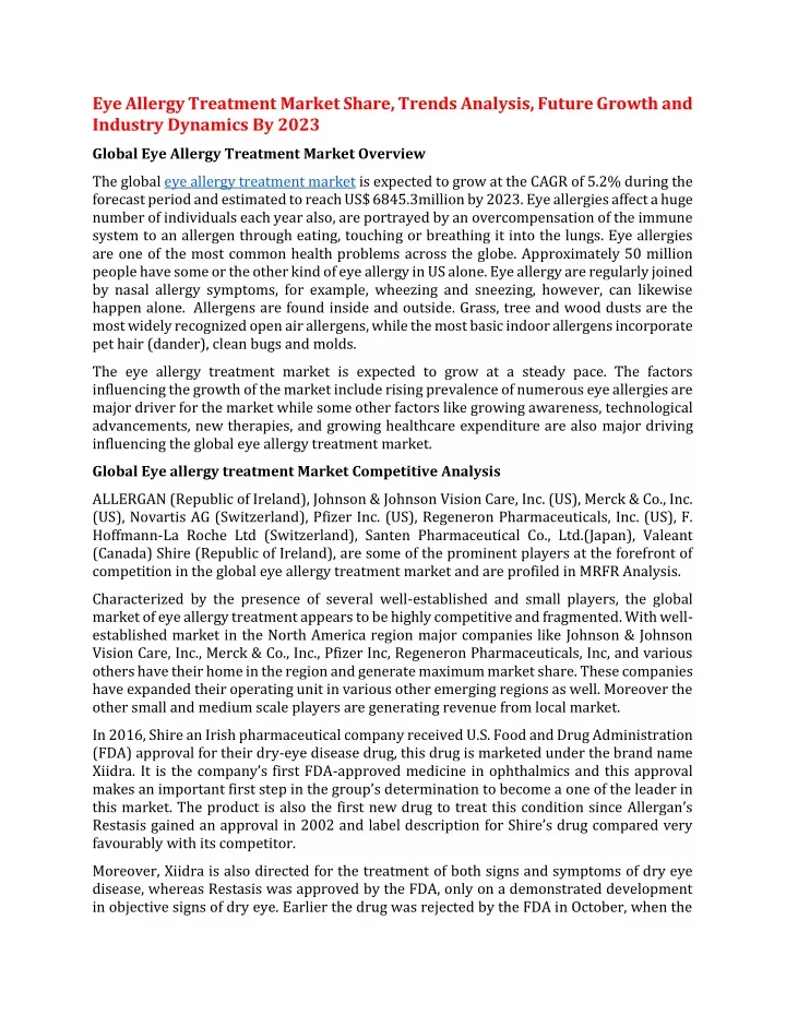 eye allergy treatment market share trends