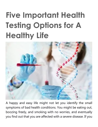 Five Important Health Testing Options for A Healthy Life