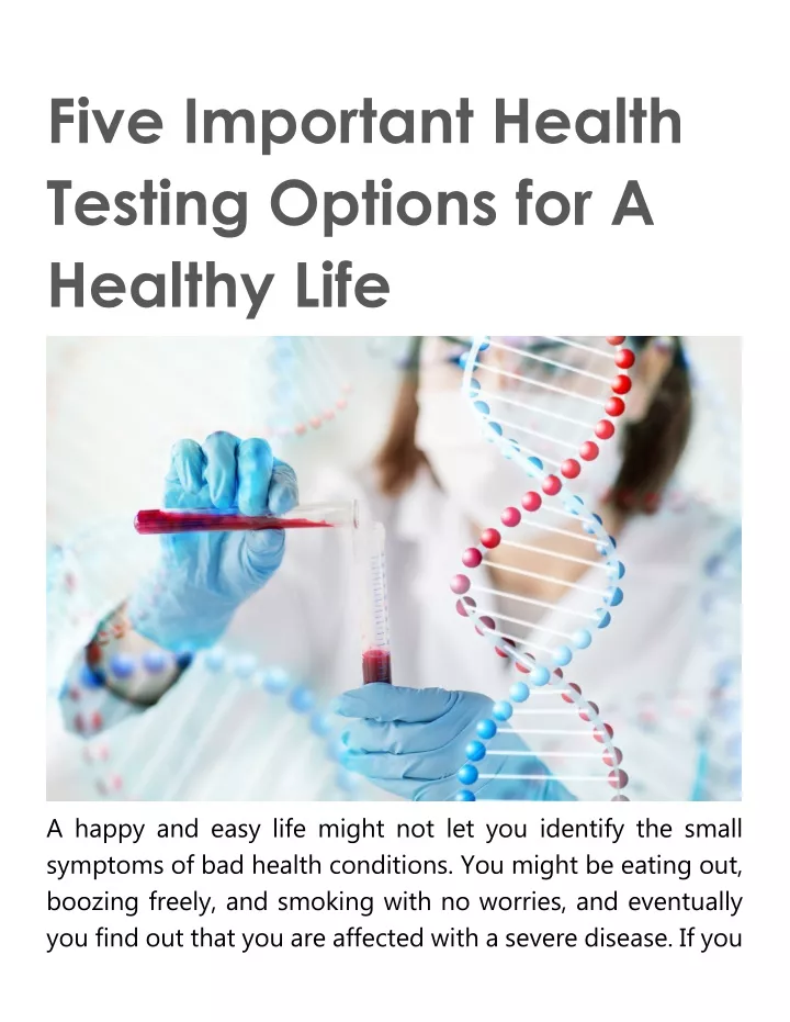 five important health testing options