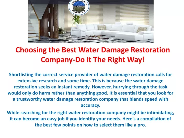 choosing the best water damage restoration company do it the right way