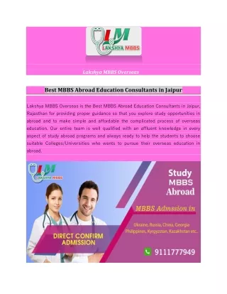 Best MBBS Abroad Education Consultants in Jaipur