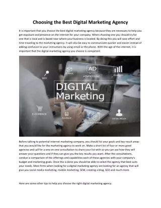 choosing the best digital marketing agency