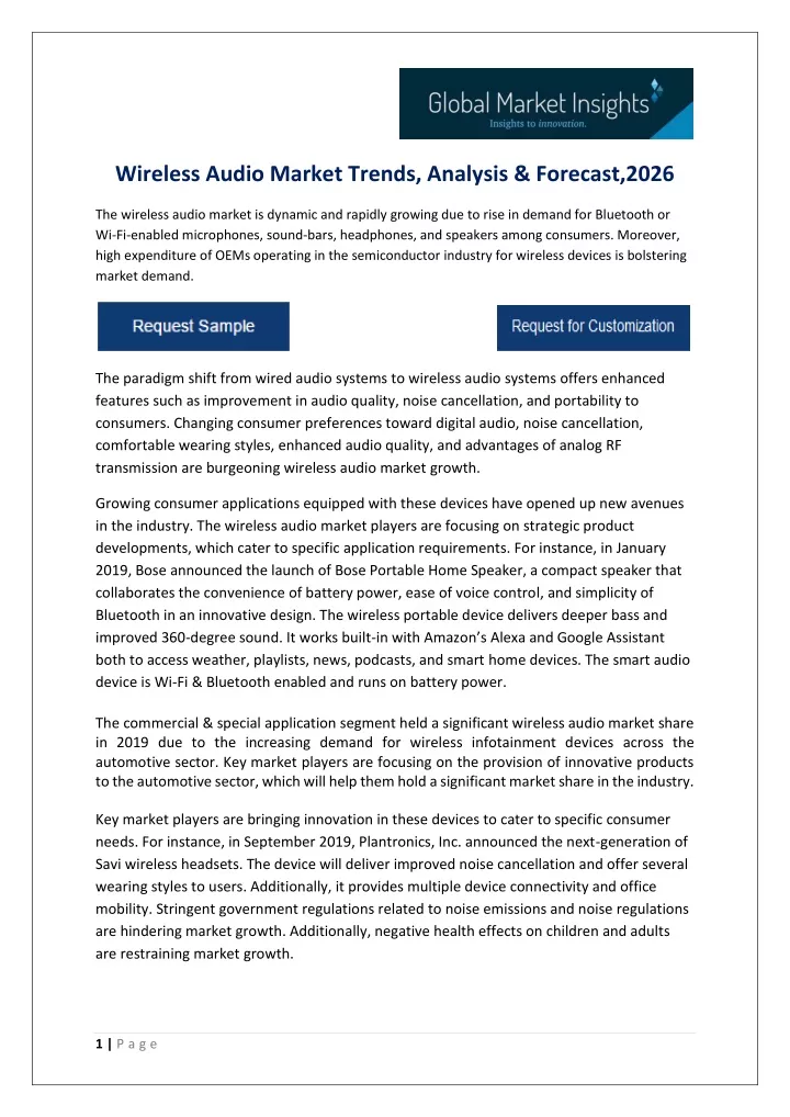 wireless audio market trends analysis forecast