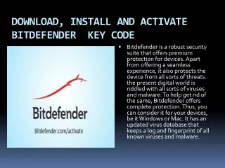 download install and activate bitdefender key code