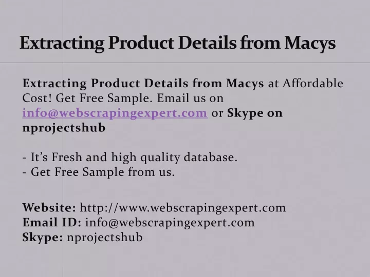 extracting product details from macys