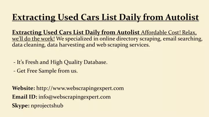 extracting used cars list daily from autolist