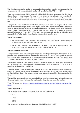 the global microcontroller market is anticipated