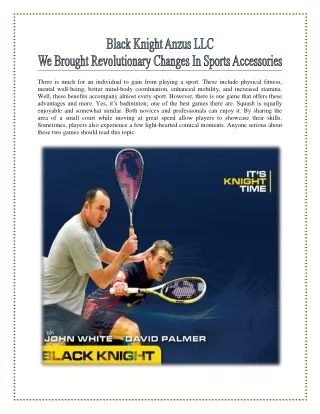 Black Knight Anzus LLC We Brought Revolutionary Changes In Sports Accessories