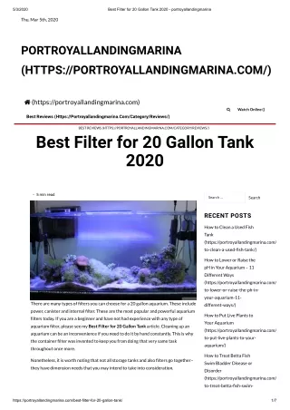 Filter for 20 Gallon Tank