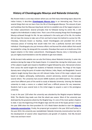 History of Chandragupta Maurya and Nalanda University