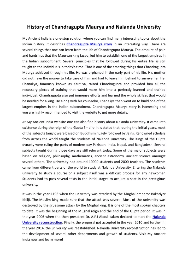 history of chandragupta maurya and nalanda