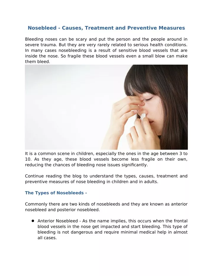 nosebleed causes treatment and preventive measures
