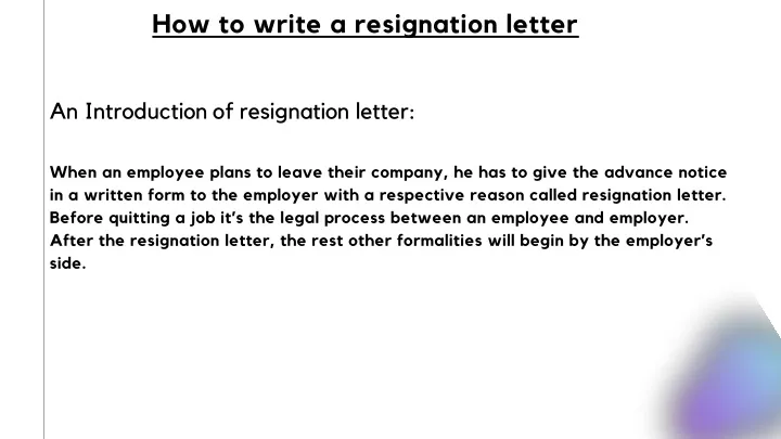 how to write a resignation letter