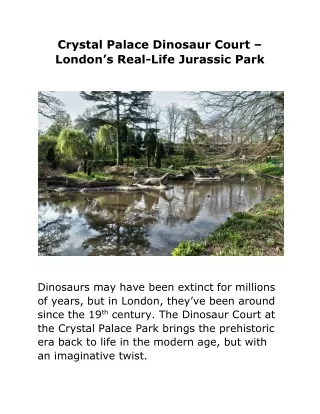 Crystal Palace Dinosaur Court – London’s Real-Life Jurassic Park