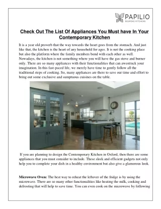 Check Out The List Of Appliances You Must have In Your Contemporary Kitchen