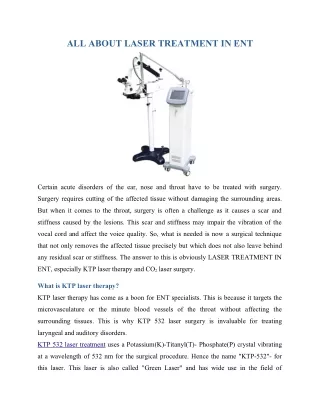 all about laser treatment in ent