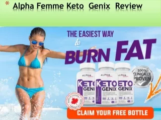 Alpha Femme Keto  Genix  Review