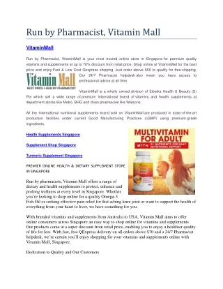 run by pharmacist vitamin mall