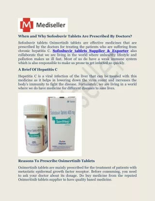 When and Why Sofosbuvir Tablets Are Prescribed By Doctors?