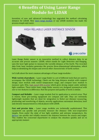4 benefits of using laser range module for lidar