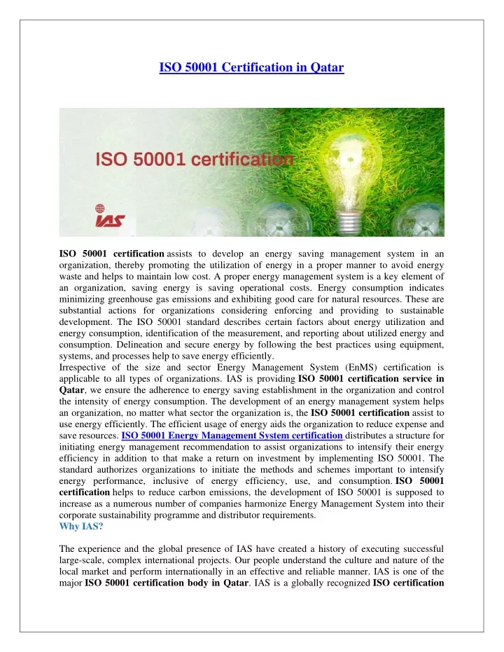 iso 50001 certification in qatar
