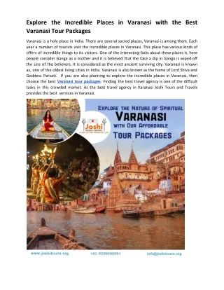 Explore the Incredible Places in Varanasi with the Best Varanasi Tour Packages