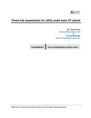 Flood Risk Assessment For Utility Scale Solar PV Plants
