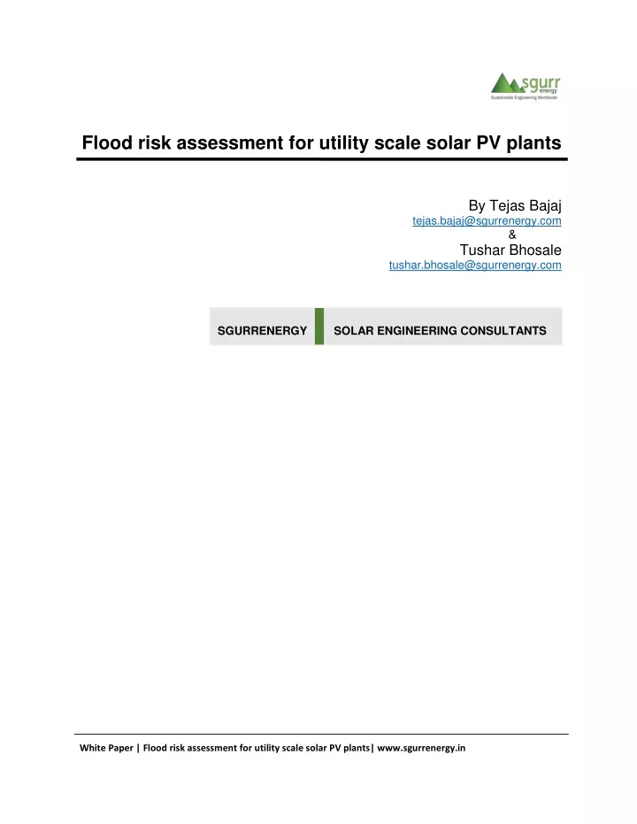 flood risk assessment for utility scale solar