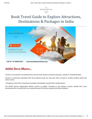 Book Travel Guide to Explore Attractions Destination Packages In India